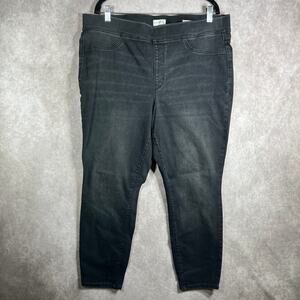 Wonderly Pull On Super Skinny Jeans Women Size 16S Black Denim High Rise Stretch